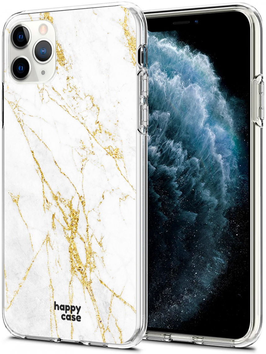 HappyCase iPhone 11 Pro Hoesje Flexibel TPU Wit Marmer Print afbeelding 2