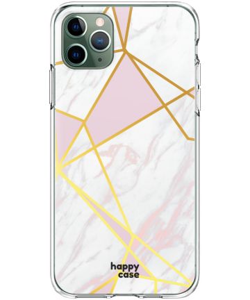 HappyCase iPhone 11 Pro Hoesje Flexibel TPU Roze Marmer Print Hoesjes