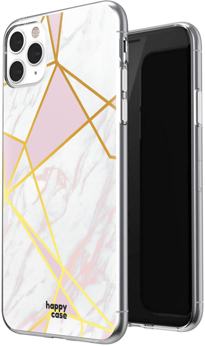 HappyCase iPhone 11 Pro Max Hoesje Flexibel TPU Roze Marmer Print afbeelding 2