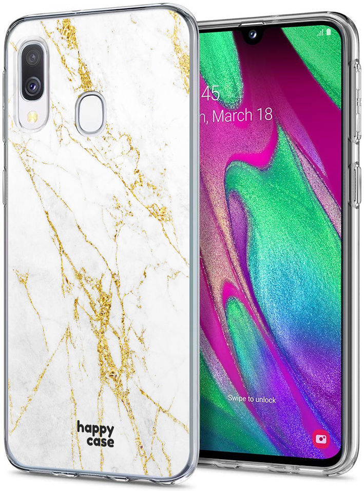 HappyCase Samsung Galaxy A40 Hoesje Flexibel TPU Wit Marmer Print afbeelding 2