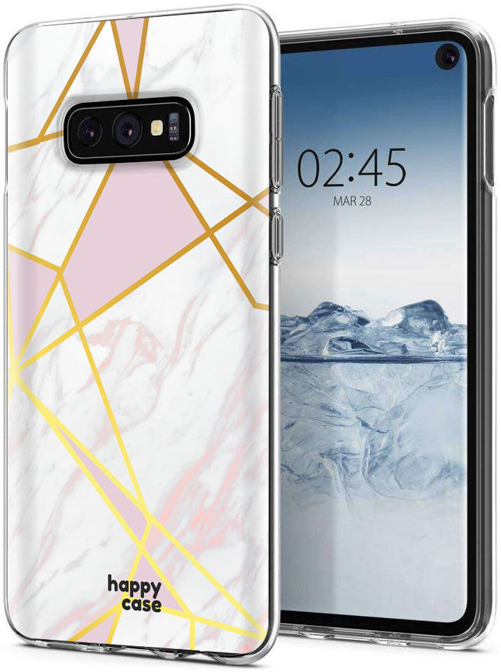 HappyCase Samsung Galaxy S10E Hoesje Flexibel TPU Roze Marmer Print afbeelding 2