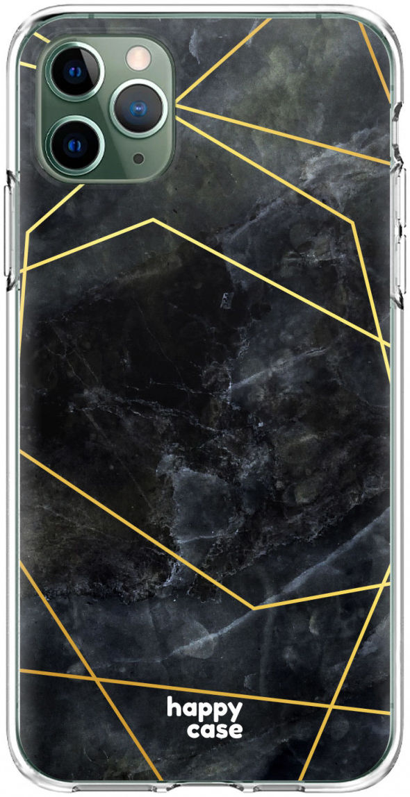 HappyCase iPhone 11 Pro Hoesje Flexibel TPU Zwart Marmer Print afbeelding 1