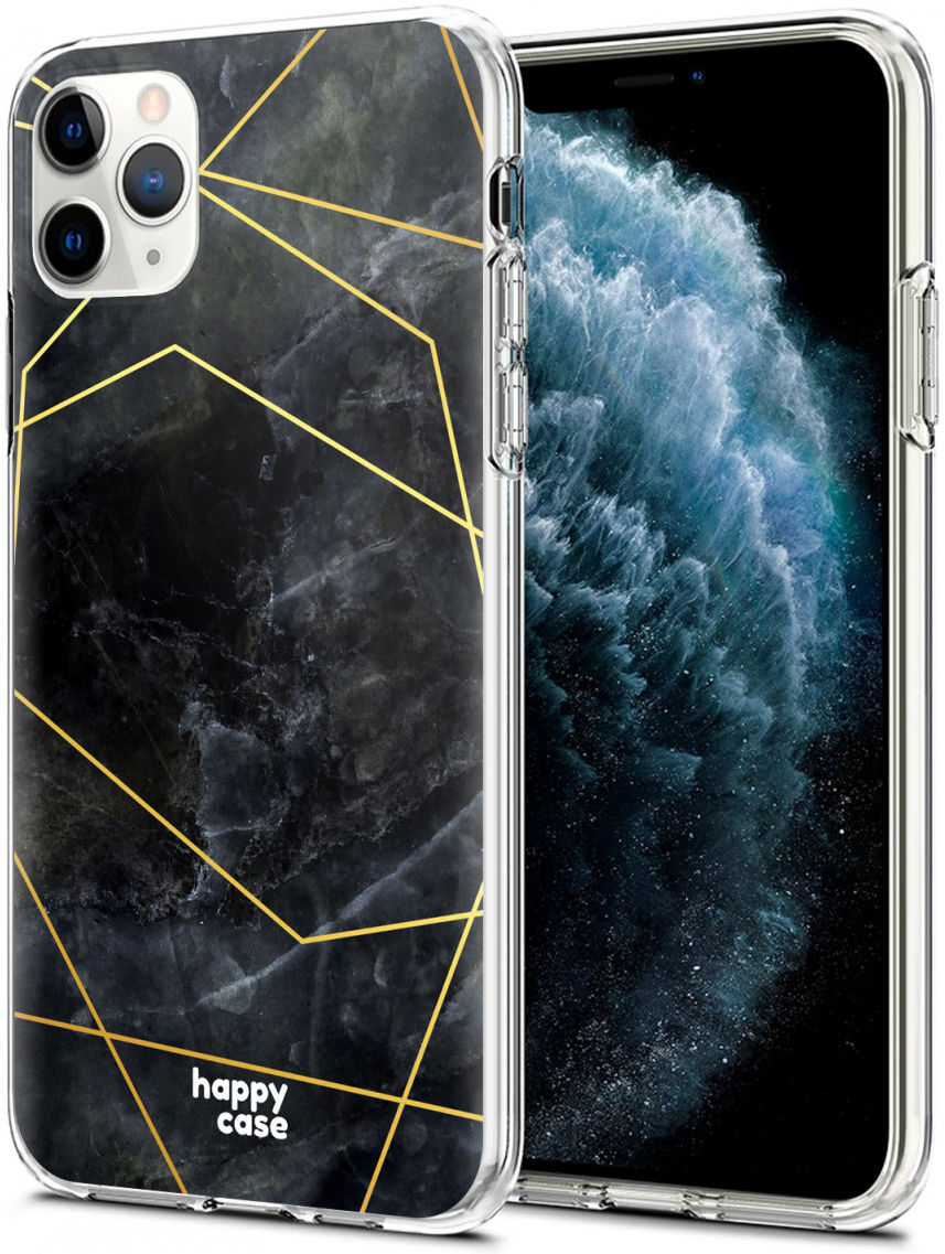HappyCase iPhone 11 Pro Hoesje Flexibel TPU Zwart Marmer Print afbeelding 2