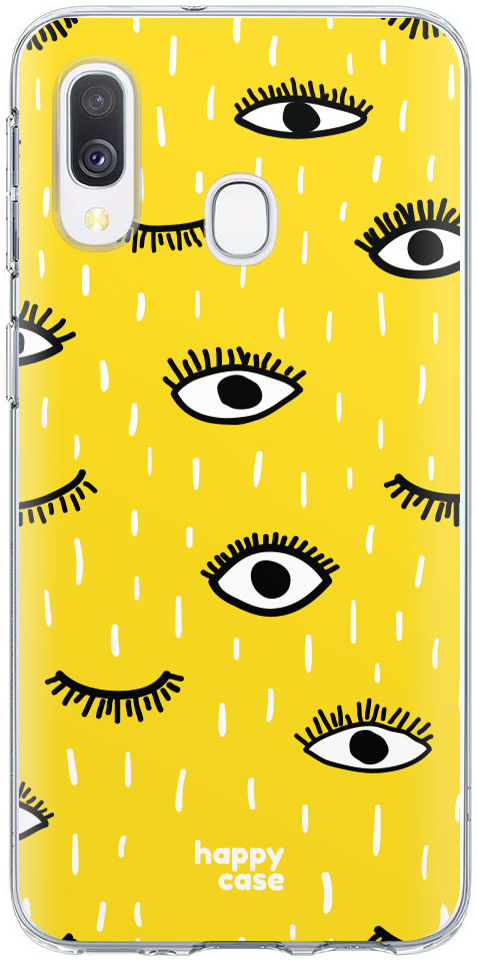 HappyCase Samsung Galaxy A40 Hoesje Flexibel TPU Happy Eyes Print afbeelding 1