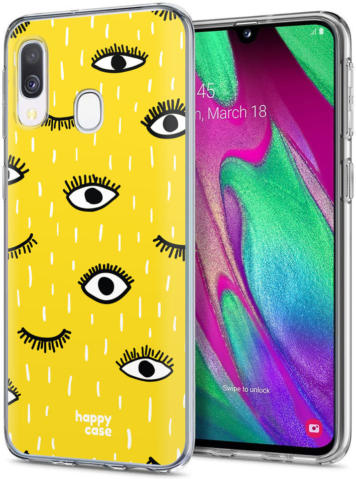 HappyCase Samsung Galaxy A40 Hoesje Flexibel TPU Happy Eyes Print afbeelding 2
