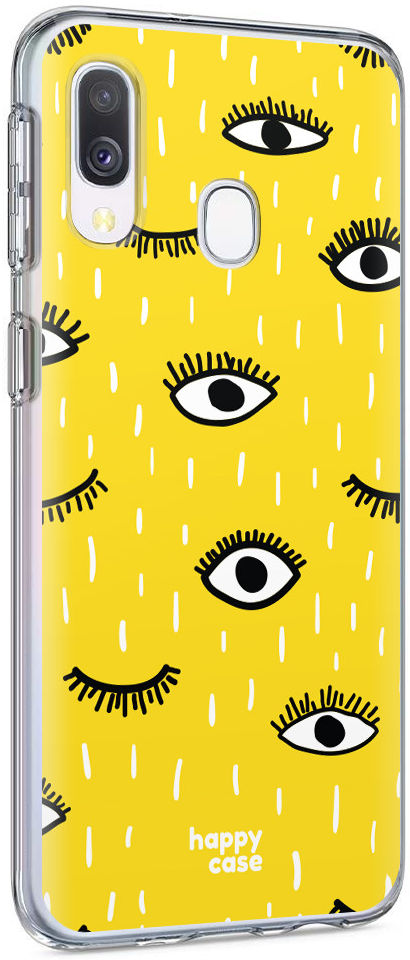 HappyCase Samsung Galaxy A40 Hoesje Flexibel TPU Happy Eyes Print afbeelding 4