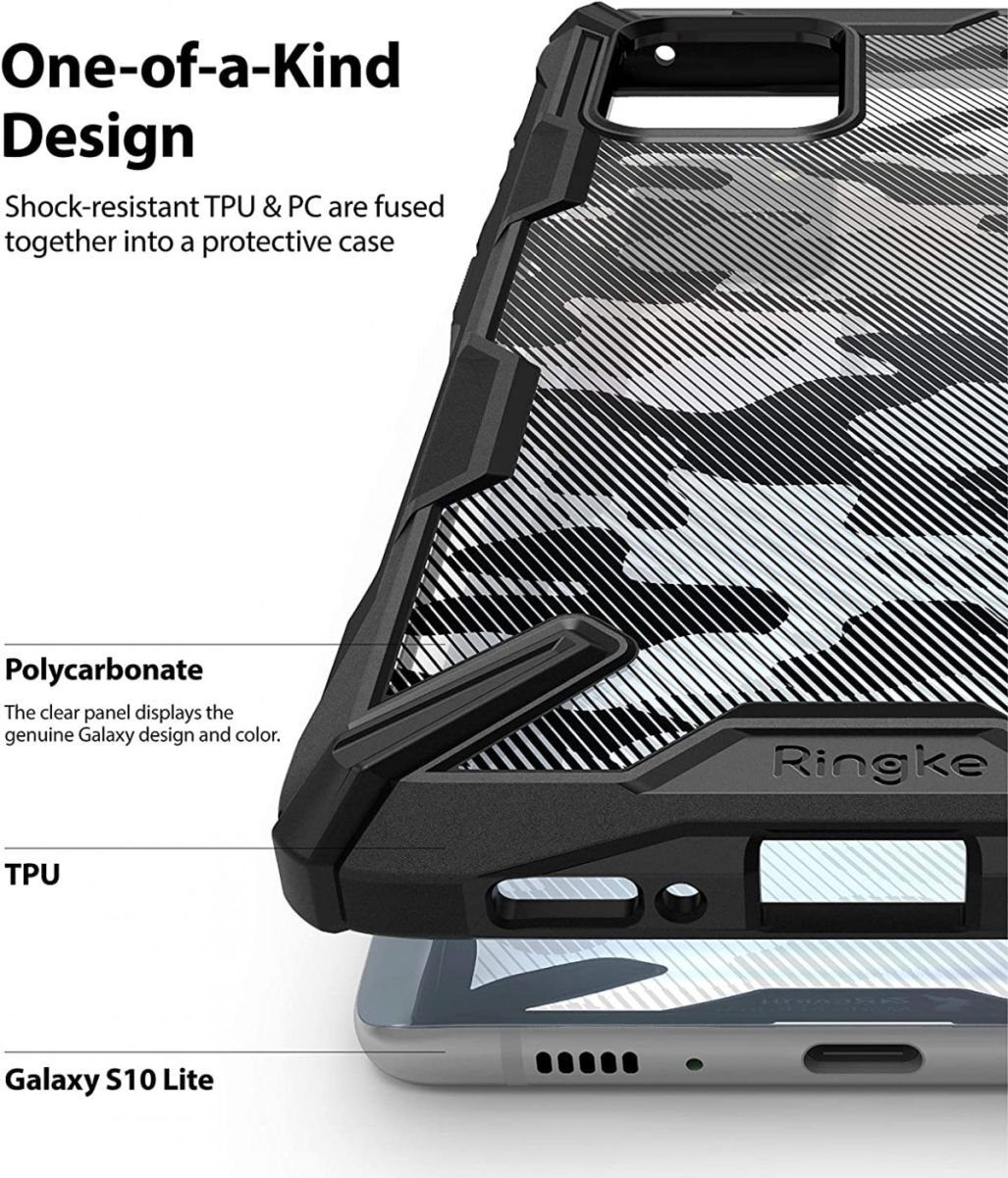 Ringke Fusion X Samsung Galaxy S10 Lite Hoesje Camo Design Zwart afbeelding 2