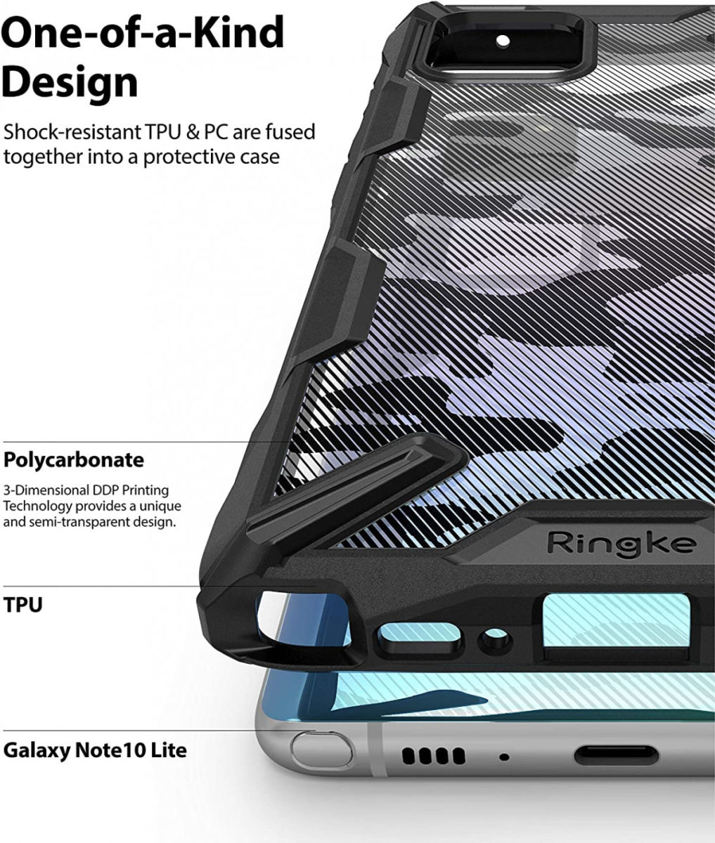 Ringke Fusion X Samsung Galaxy Note 10 Lite Hoesje Camo Design Zwart afbeelding 2