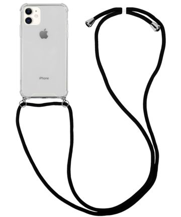 Apple iPhone 11 Hoesje Hybride Back Cover met Koord Zwart Hoesjes