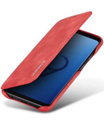 Samsung Galaxy S9 Retro Lederen Bookcase Hoesje met Kaarthouder Rood Hoesjes