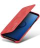 Samsung Galaxy S9 Retro Lederen Bookcase Hoesje met Kaarthouder Rood