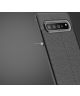 Samsung Galaxy S10 5G TPU Hoesje met Leren Textuur Coating Rood
