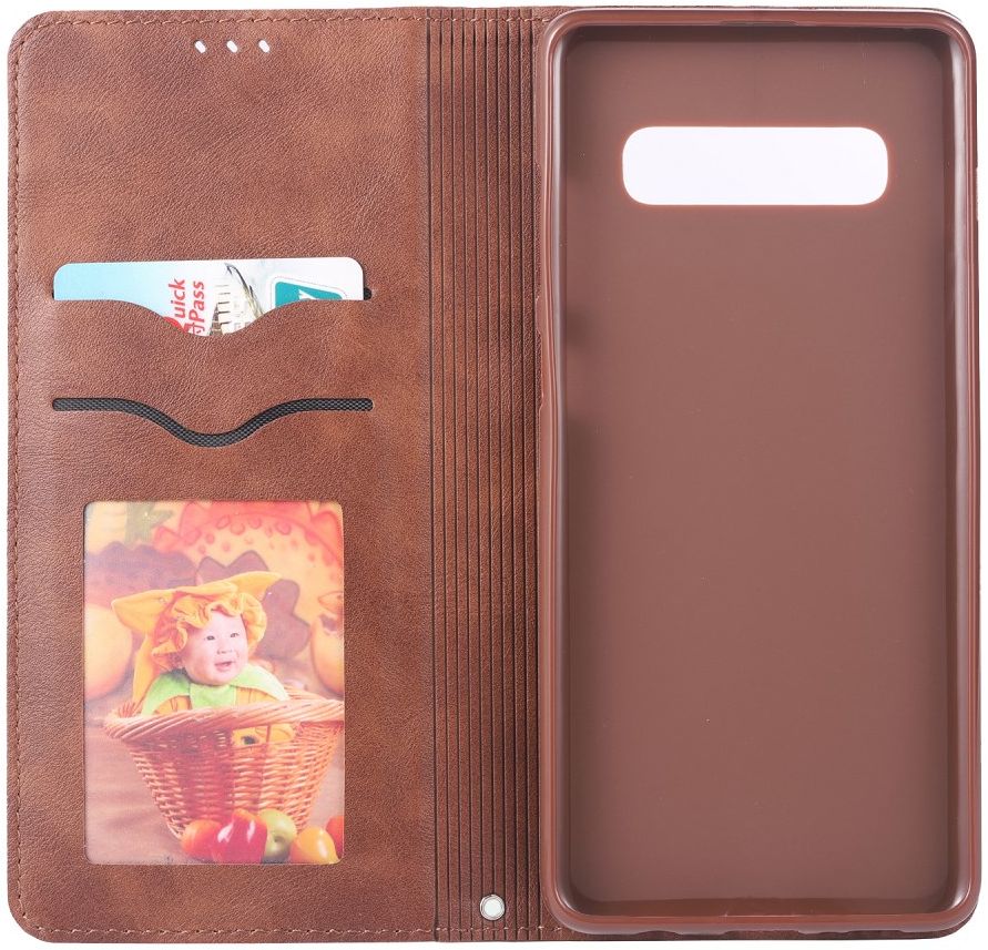 AZNS Retro Samsung Galaxy S10 5G Portemonnee Stand Hoesje Coffee afbeelding 2