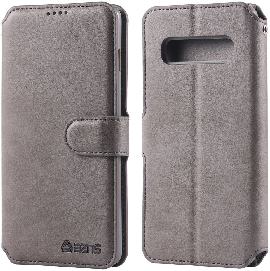 AZNS Samsung Galaxy S10 5G Portemonnee Hoesje Kunstleer Grijs afbeelding 3