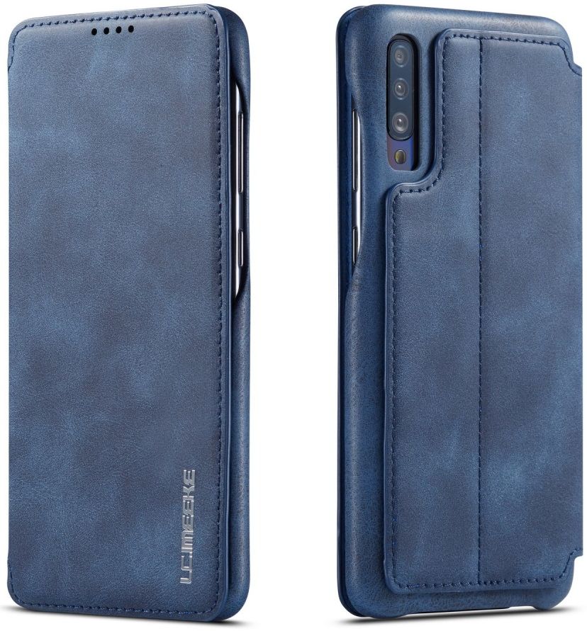 Samsung Galaxy A70 Hoesje Retro Bookcase met Kaarthouder Blauw afbeelding 6