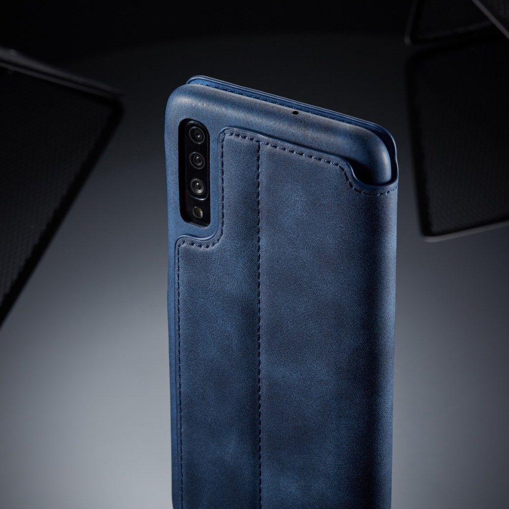 Samsung Galaxy A70 Hoesje Retro Bookcase met Kaarthouder Blauw afbeelding 13