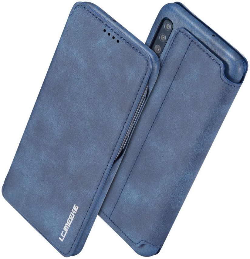 Samsung Galaxy A70 Hoesje Retro Bookcase met Kaarthouder Blauw afbeelding 3