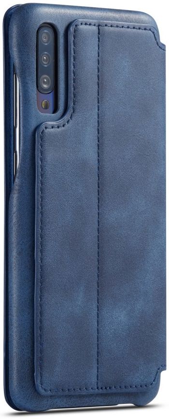 Samsung Galaxy A70 Hoesje Retro Bookcase met Kaarthouder Blauw afbeelding 2