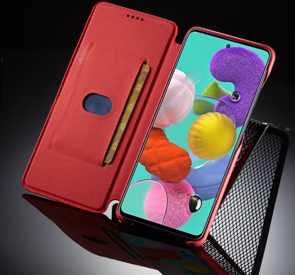 Samsung Galaxy A51 Hoesje Vintage Bookcase met Kaarthouder Rood afbeelding 9