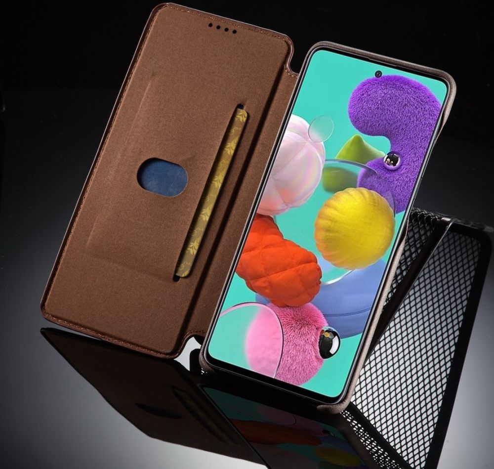 Samsung Galaxy A51 Hoesje Vintage Bookcase met Kaarthouder Coffee afbeelding 9