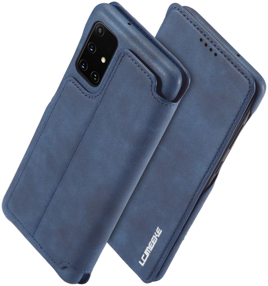 Samsung Galaxy A71 Hoesje Vintage Bookcase met Kaarthouder Blauw afbeelding 3