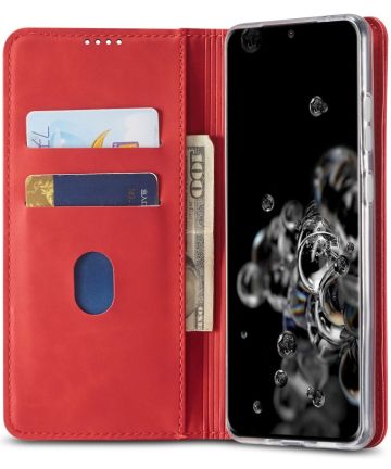 Samsung Galaxy S20 Ultra Hoesje Wallet Bookcase Kunstleer Rood Hoesjes