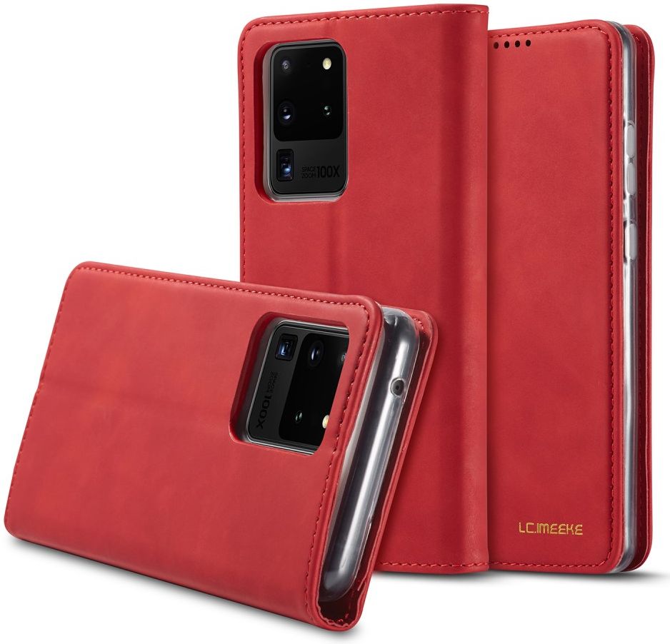 Samsung Galaxy S20 Ultra Hoesje Wallet Bookcase Kunstleer Rood afbeelding 9