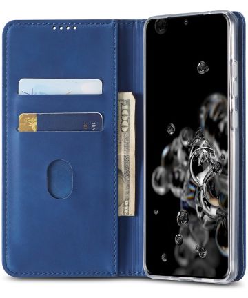 Samsung Galaxy S20 Ultra Hoesje Wallet Bookcase Kunstleer Blauw Hoesjes