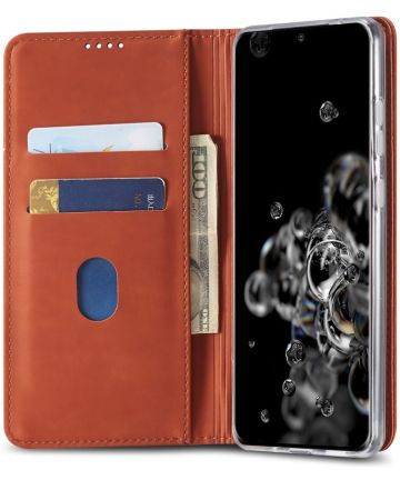 Samsung Galaxy S20 Ultra Hoesje Wallet Bookcase Kunstleer Bruin Hoesjes