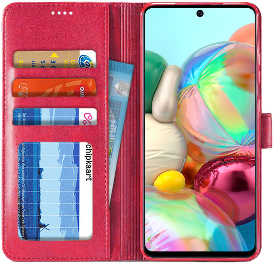 Samsung Galaxy A71 Retro Book Case Portemonnee Hoesje Roze afbeelding 1
