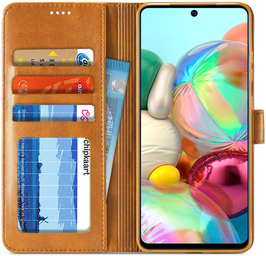 Samsung Galaxy A71 Retro Book Case Portemonnee Hoesje Bruin afbeelding 1