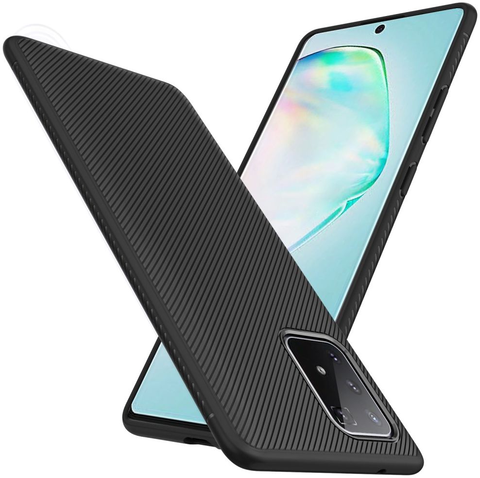 Samsung Galaxy S10 Lite Hoesje Twill Slim Textuur Zwart afbeelding 2