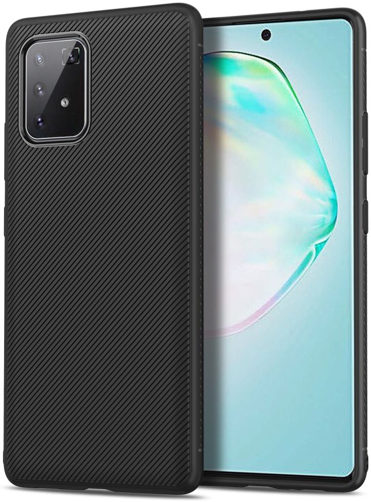 Samsung Galaxy S10 Lite Hoesje Twill Slim Textuur Zwart afbeelding 1