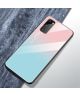 Samsung Galaxy S20 Hoesje Printing Glass Blauw/Roze