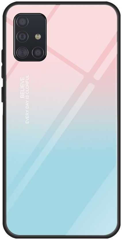 Samsung Galaxy A71 Hoesje Printing Glass Blauw/Roze afbeelding 1