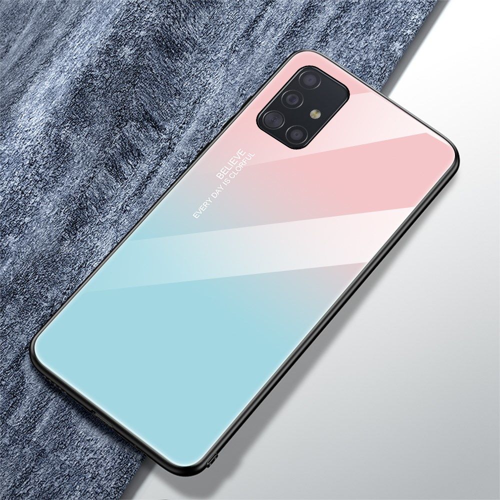 Samsung Galaxy A71 Hoesje Printing Glass Blauw/Roze afbeelding 2