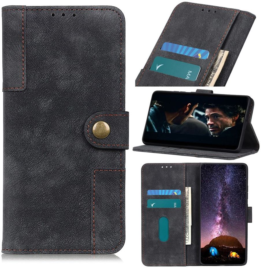 Samsung Galaxy A71 Book Case Kunst Leer Zwart afbeelding 2