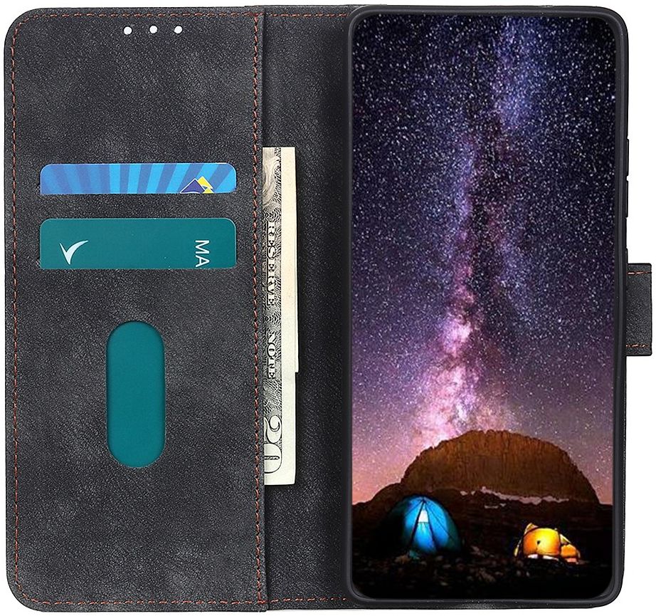 Samsung Galaxy A71 Book Case Kunst Leer Zwart afbeelding 8