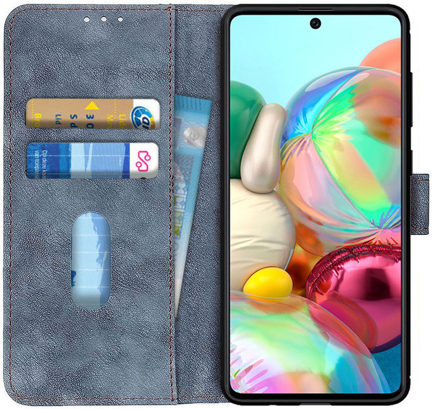 Samsung Galaxy A71 Book Case Kunst Leer Blauw afbeelding 1