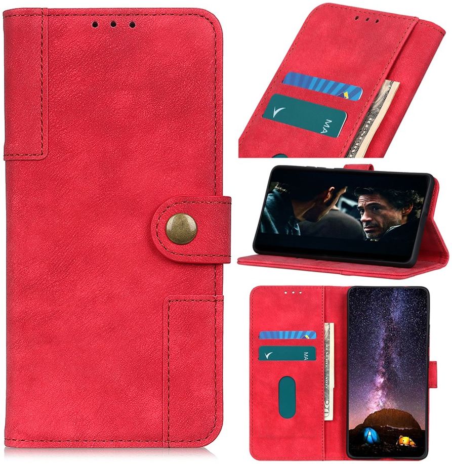 Samsung Galaxy A51 Hoesje Wallet Bookcase Leer Shell Rood afbeelding 3