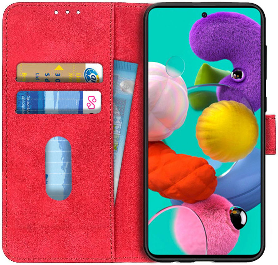 Samsung Galaxy A51 Hoesje Wallet Bookcase Leer Shell Rood afbeelding 1