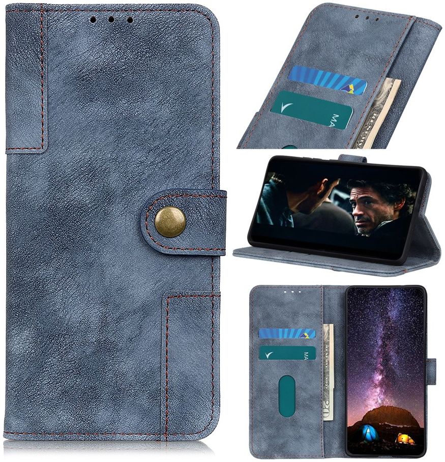 Samsung Galaxy A51 Hoesje Wallet Bookcase Leer Shell Blauw afbeelding 3