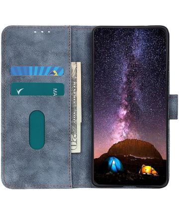 Samsung Galaxy S20 Ultra Hoesje Retro Style Wallet Book Case Blauw Hoesjes