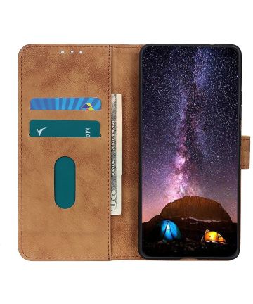 Samsung Galaxy S20 Ultra Hoesje Retro Style Wallet Book Case Bruin Hoesjes