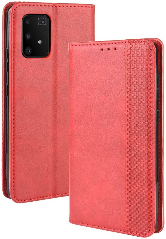 Samsung Galaxy S10 Lite Hoesje Vintage Wallet Kunst Leer Rood afbeelding 6