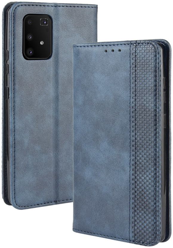 Samsung Galaxy S10 Lite Hoesje Vintage Wallet Kunst Leer Blauw afbeelding 6
