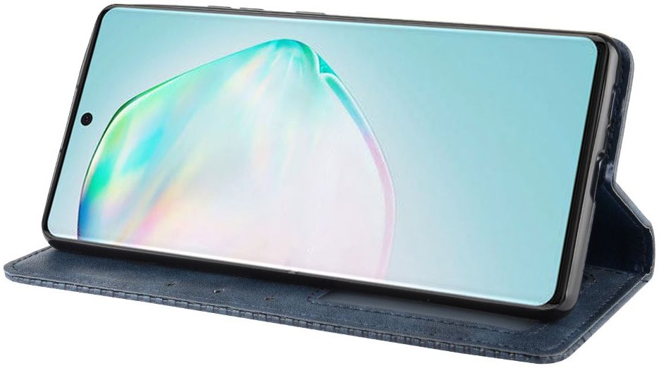 Samsung Galaxy S10 Lite Hoesje Vintage Wallet Kunst Leer Blauw afbeelding 8