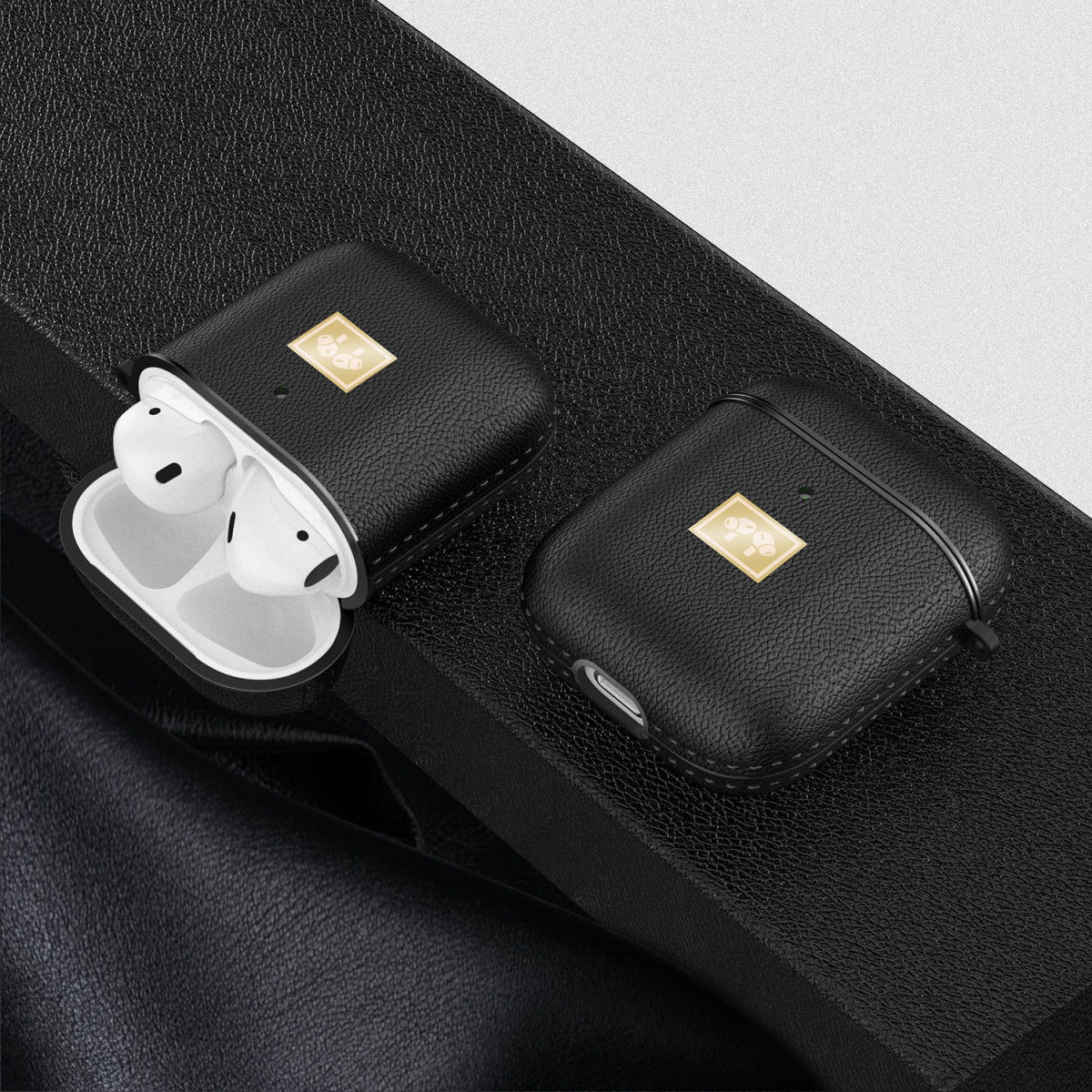 Apple Airpods 1/2 Luxe Kunstlederen Hoesje Zwart afbeelding 10