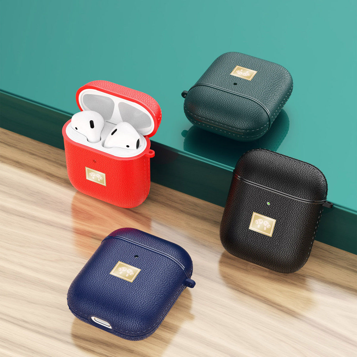 Apple Airpods 1/2 Luxe Kunstlederen Hoesje Zwart afbeelding 5