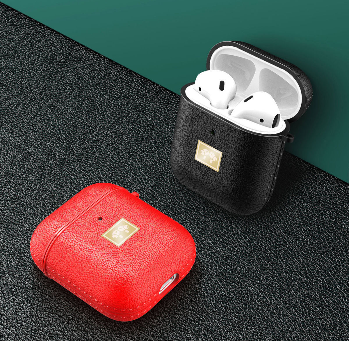 Apple Airpods 1/2 Luxe Kunstlederen Hoesje Blauw afbeelding 9